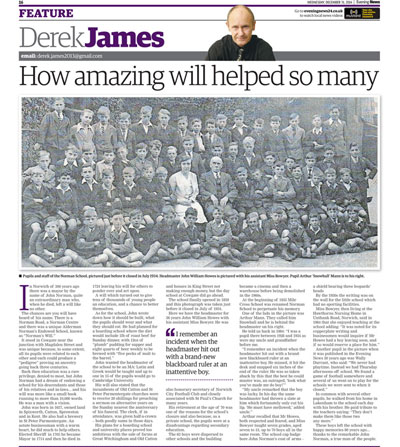 Feature from Derek James column in the Eastern Daily Press dated 31st December 2014.